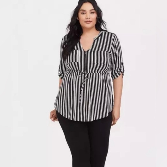 Babydoll Stretch Challis Zip-Front Tunic Top Torrid 18 - Picture 1 of 9